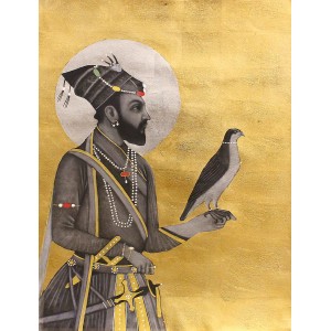 Shamsuddin Tanwri, 21 x 28 Inch, Graphite Gold and Silver Leaf on Paper, Figurative Painting, AC-SUT-016